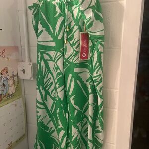 Lilly Pulitzer Green and White Leaf Print Pants